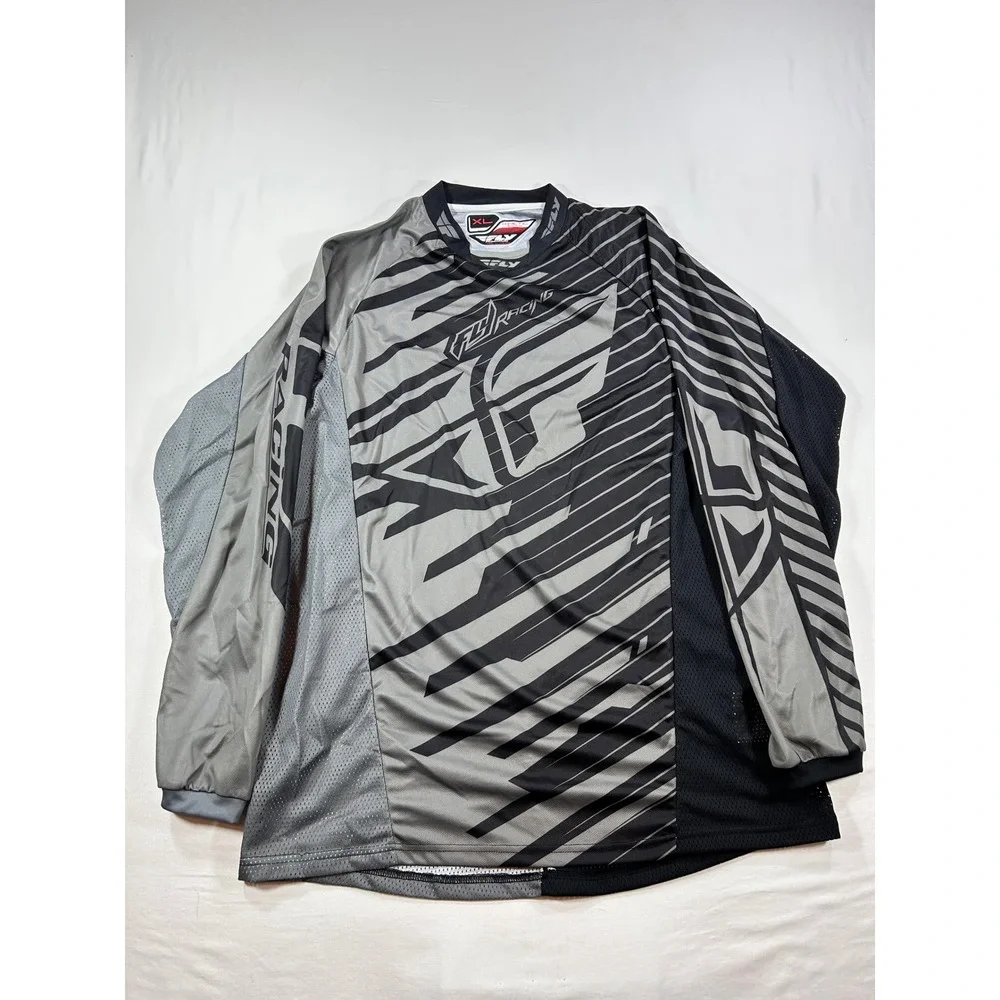 Fly Racing Kinetic Shock Motocross Jersey XL Grey Black Long Sleeve MX BMX MTB